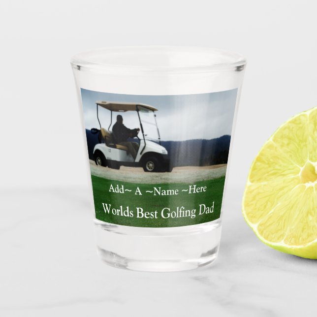 Golfers, golf, golfing Worlds best  dad Shot Glass (Front)
