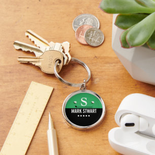 Golfer's Green Black Monogram  Keychain