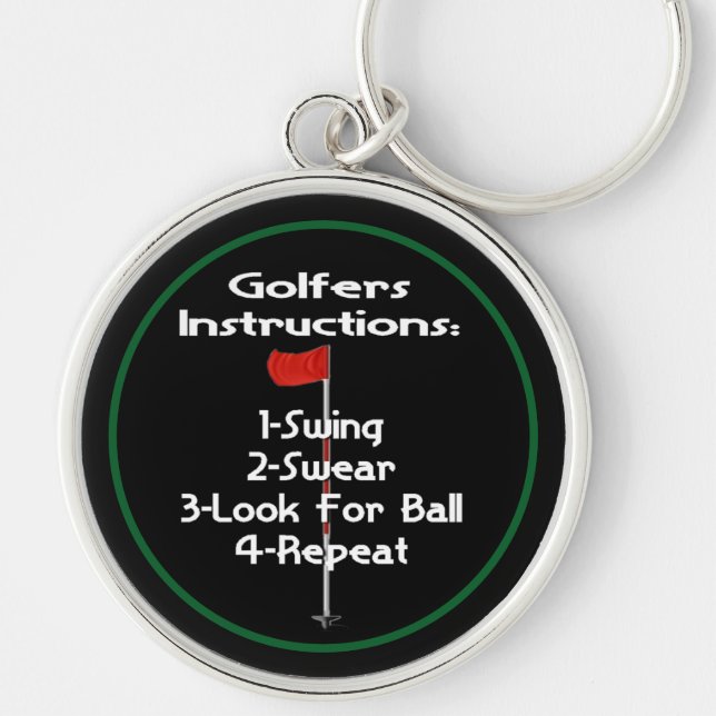 Golfers Instructions Humor Keychain (Front)