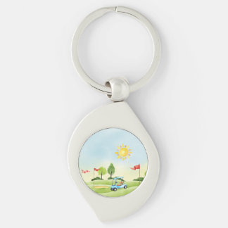 Golfer's Metal Keychain