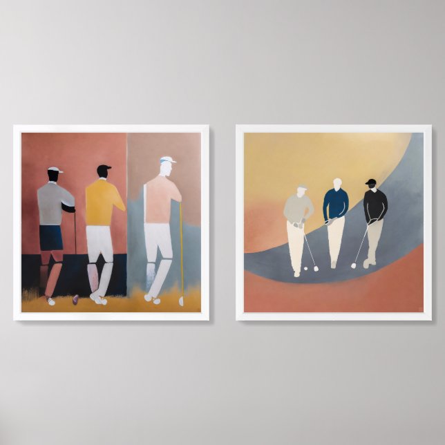 Golfers Painting Framed Print Set (Front)