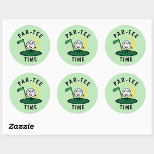 Golfers Par-Tee Time Classic Round Sticker