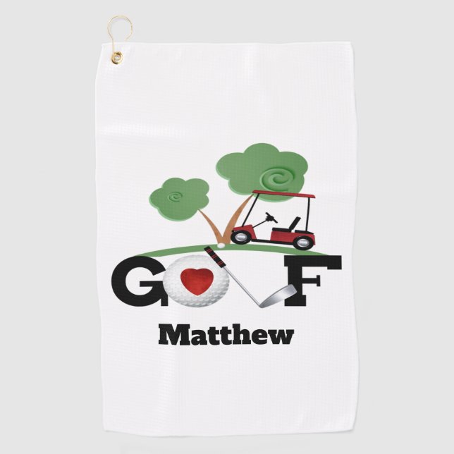 Golfers Personalized Golf Cart Golf Towel (Front)