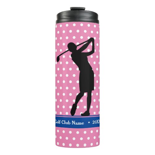 Golfers Pink Polka Dot Thermal Water Bottle