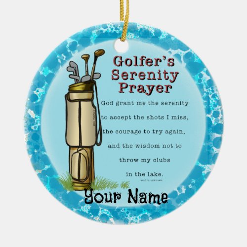 Golfers Prayer golf Ceramic Ornament