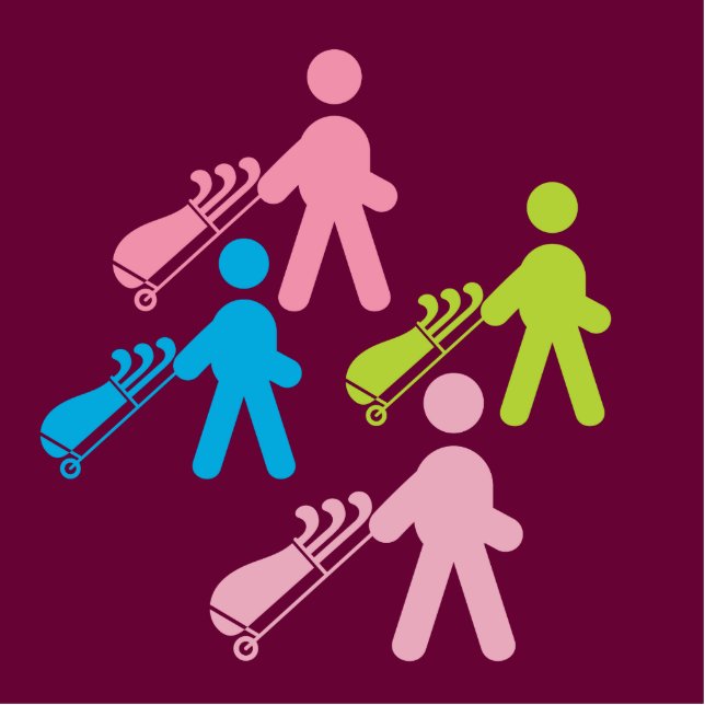 Golfers pulling carts cutout (Front)