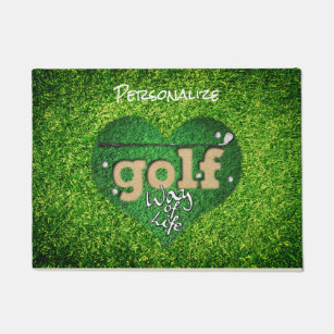 Golfer's Putter Ball Golf Green Grass Doormat