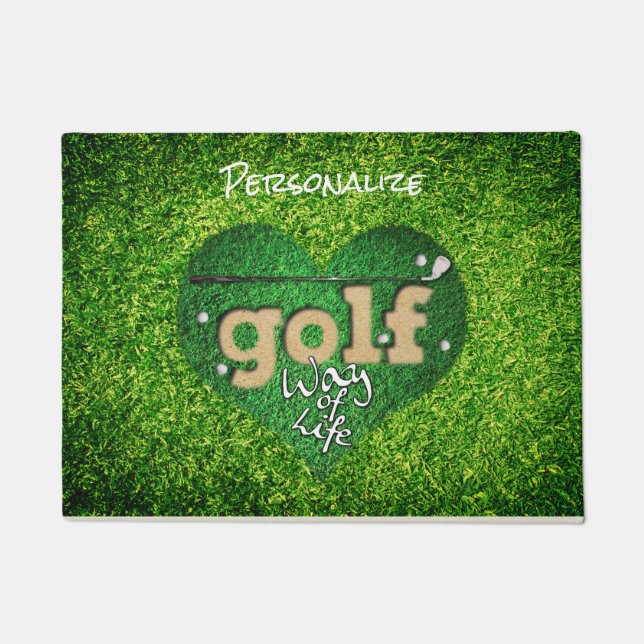 Golfer's Putter Ball Golf Green Grass Doormat (Front)