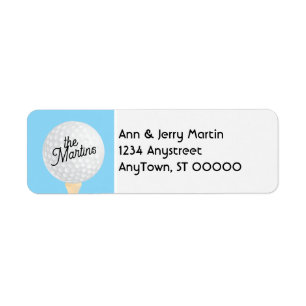  golfers return address golf ball blue and white  label