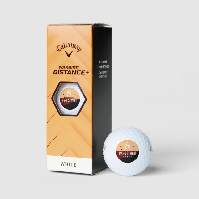 Golfer's Salmon Red Monogram Golf Balls (Packaging)