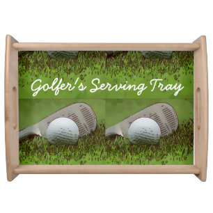 Golfer's Serving Tray with golf ball and iron