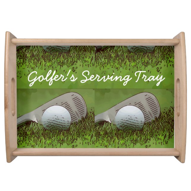 Golfer's Serving Tray with golf ball and iron (Front)