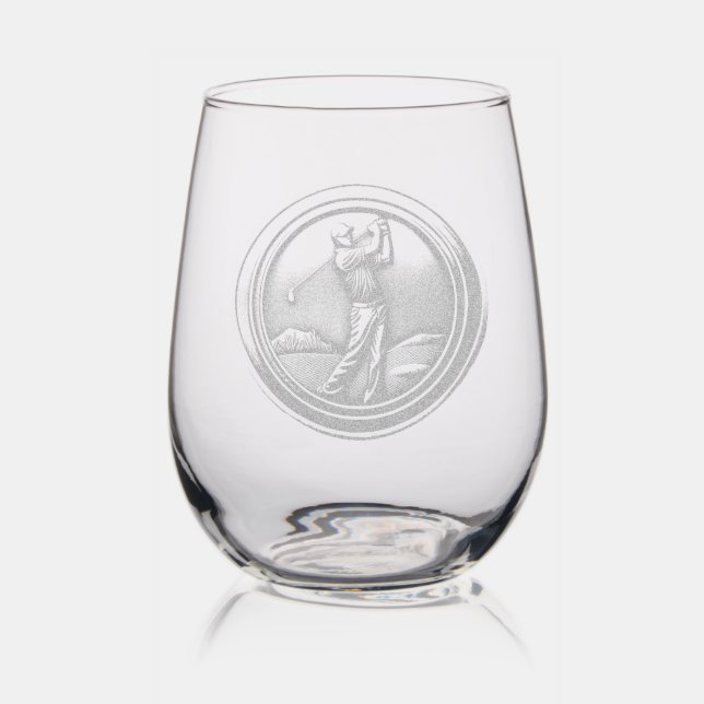 Golfer's Stemless Wine Glass (Glassware)