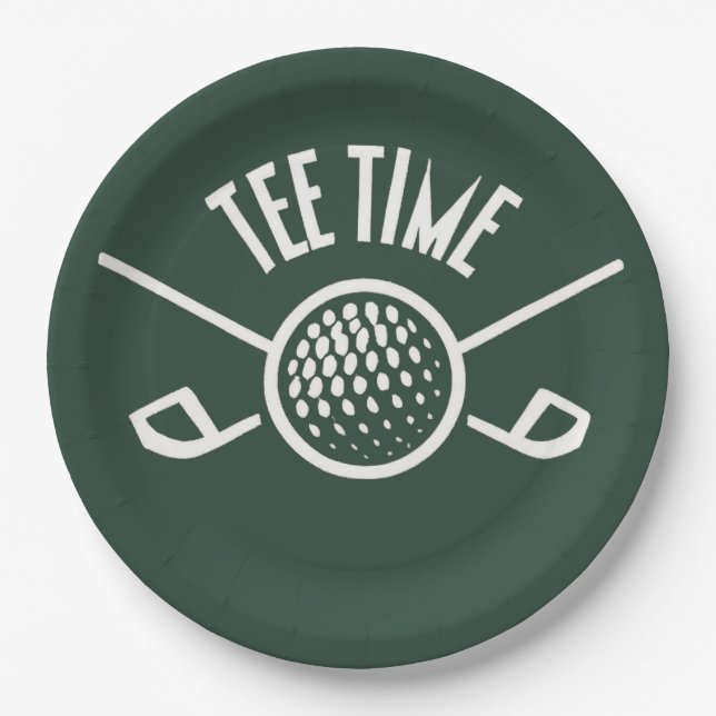 Golfers Tee Time Paper Plates (Front)
