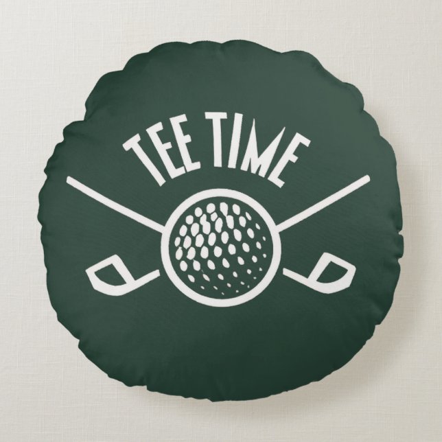 Golfers Tee Time Round Pillow (Front)