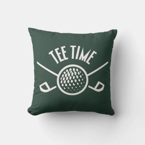 Golfers Tee Time Throw Pillow