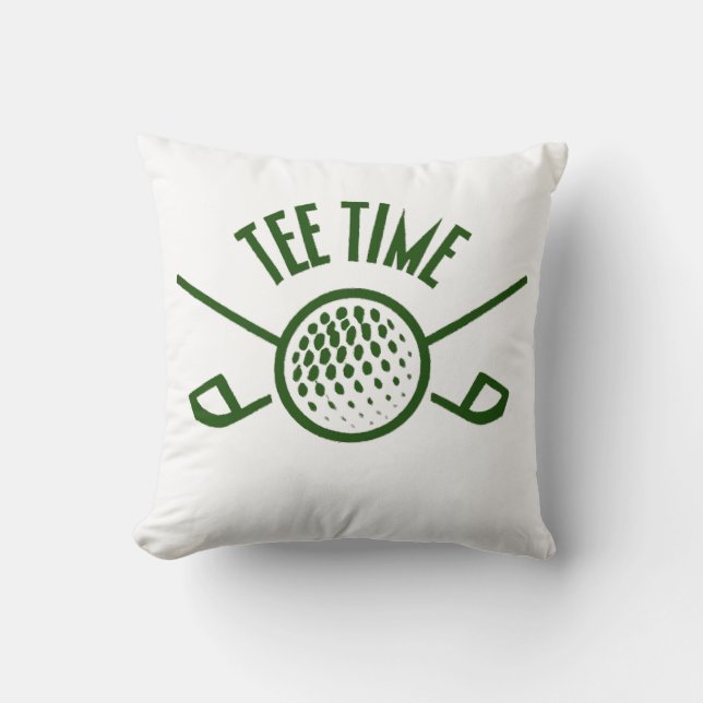 Golfers Tee Time Throw Pillow (Front)