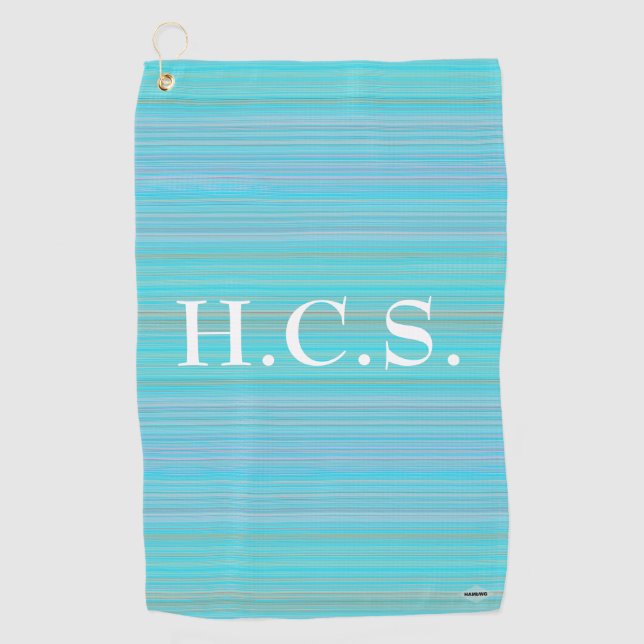 Golfer's Towel Aqua with Stripes HAMbyWG (Front)
