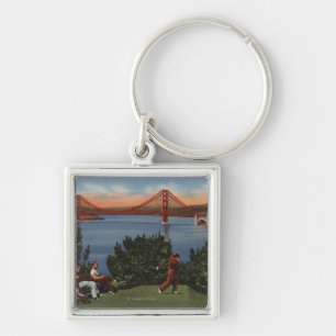 Golfers with Golden Gate Bridge in Background Keychain