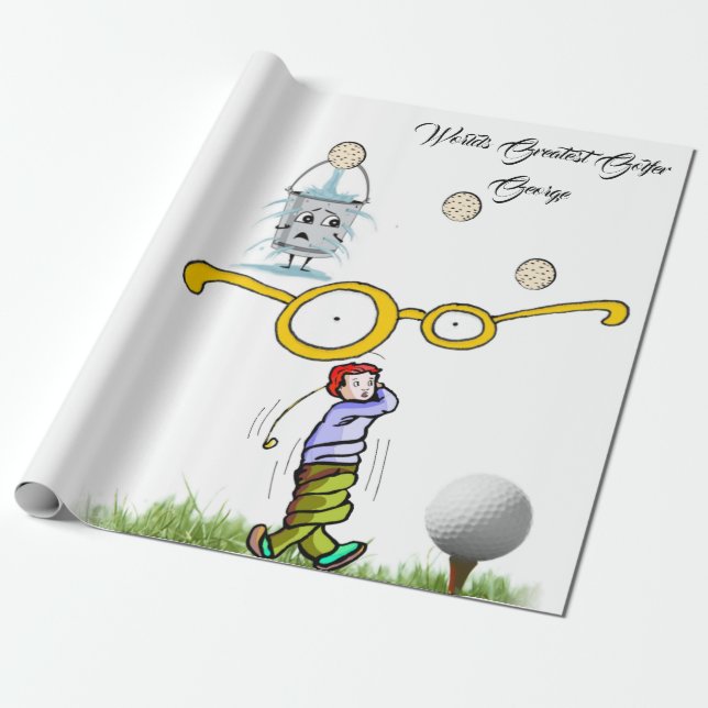 Golfers Wrapping Paper, Worlds Greatest Golfer  Wrapping Paper (Unrolled)