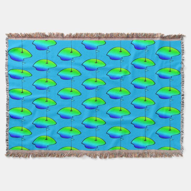 Golfing Abstract Pattern Blue Green Throw Blanket