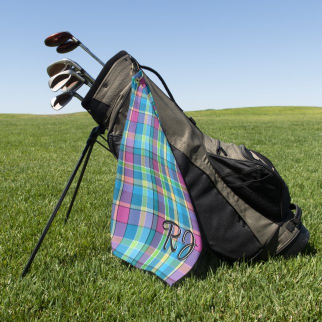 Golfing Accessory Handsome Plaid Personalized  Golf Towel (Green)