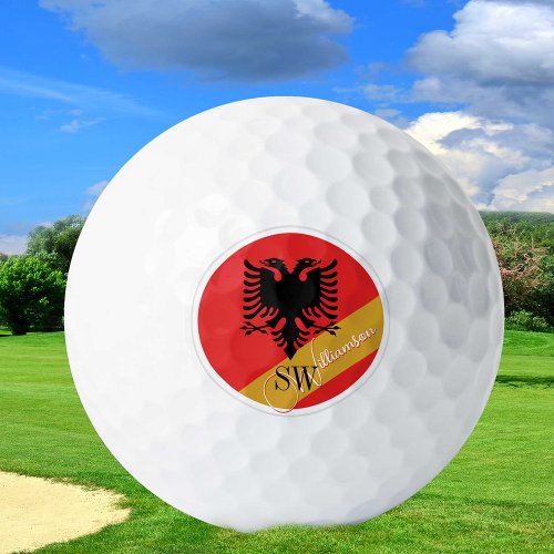 Golfing Albania  Monogram Albanian Flag golden Golf Balls