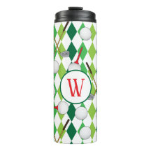 Golfing Argyle Patterned Golfer Monogram