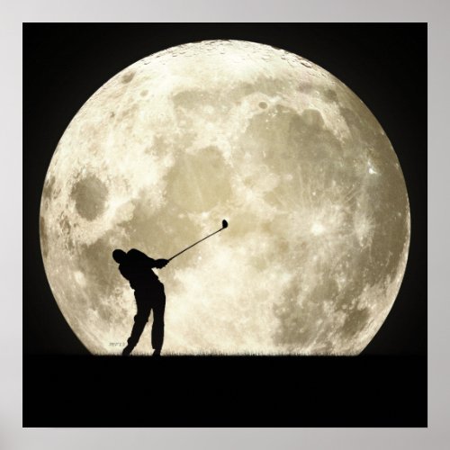 Golfing At Night Poster