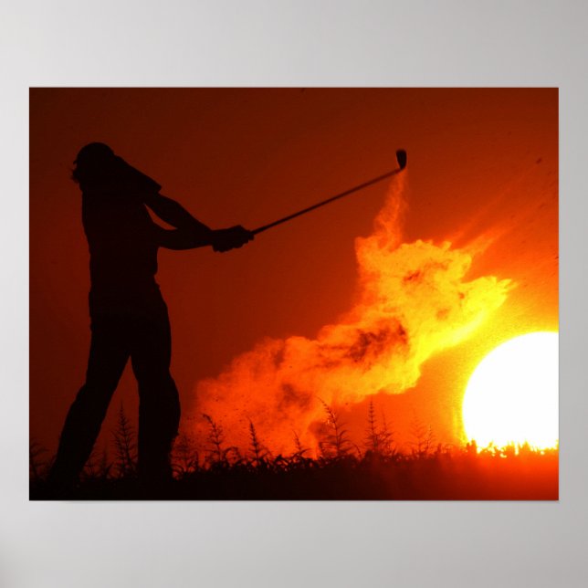 Golfing at Sunset Poster (Front)