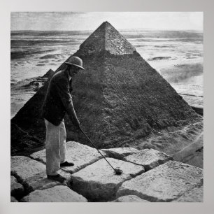 Golfing at the Pyramid Black and White Poster