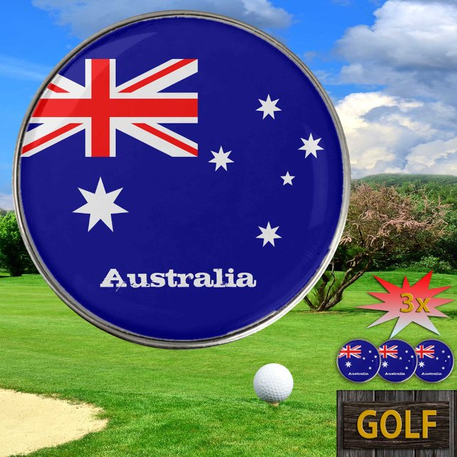 Golfing Australia & Australian Flag / Golf Aussie Golf Ball Marker (Creator Uploaded)