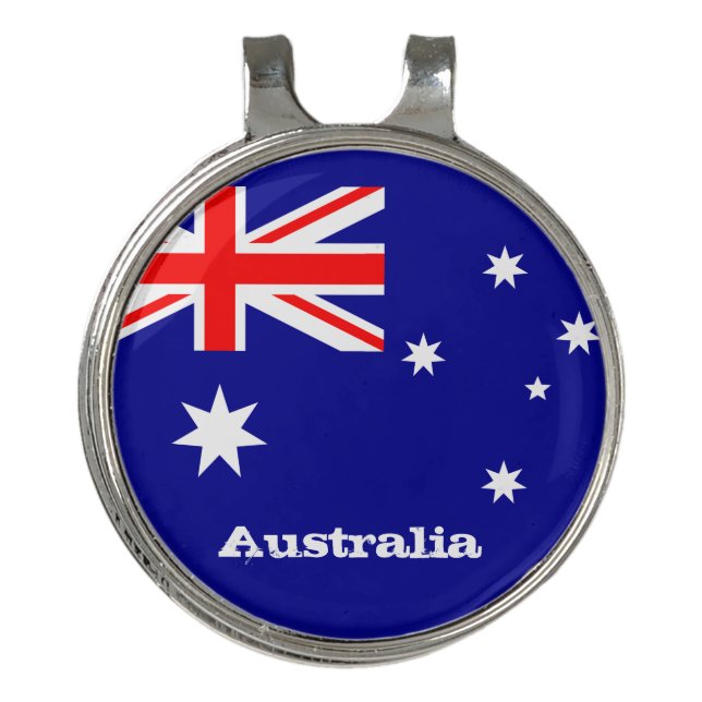 Golfing Australia & Australian Flag / Golf Aussie  Golf Hat Clip (Front)