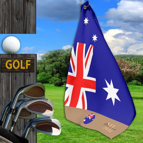 Golfing Australia monogrammed Australian Flag Golf Towel