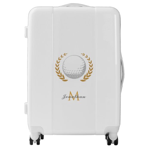Golfing Ball  Name Initial Monogram Golfer Black  Luggage