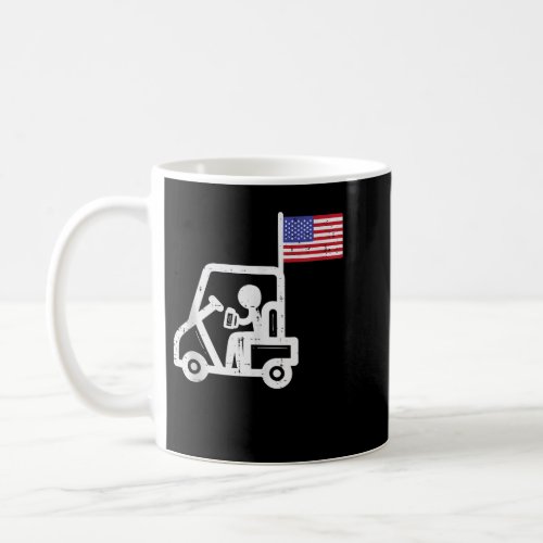 Golfing Beer Drinker USA American Flag Golf Cart   Coffee Mug