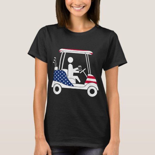 Golfing Beer Drinker USA American Flag Golf Cart G T_Shirt