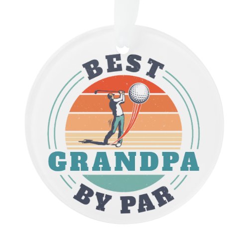 Golfing Best Grandpa By Par Custom Retro Christmas Ornament
