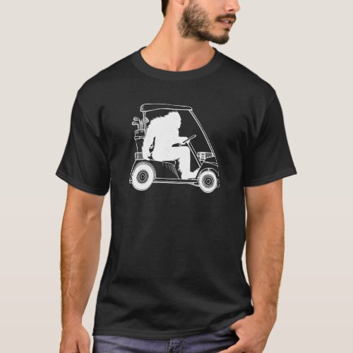 Golfing Bigfoot Golfer Sasquatch Driving Cart T Sh T_Shirt