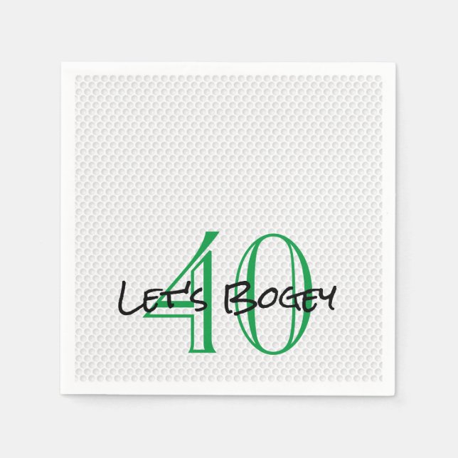 Golfing Birthday 40 LET'S BOGEY Funny Golf Ball Napkins (Front)