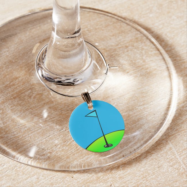 Golfing Blue and Green Wine Charm