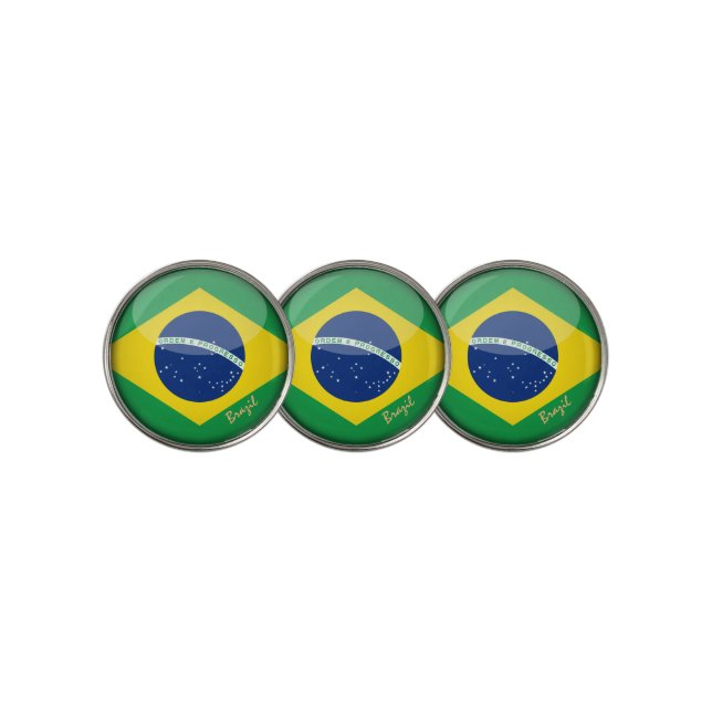 Golfing Brazil & Brazilian Flag /Golf Ball Marker (3 Up)