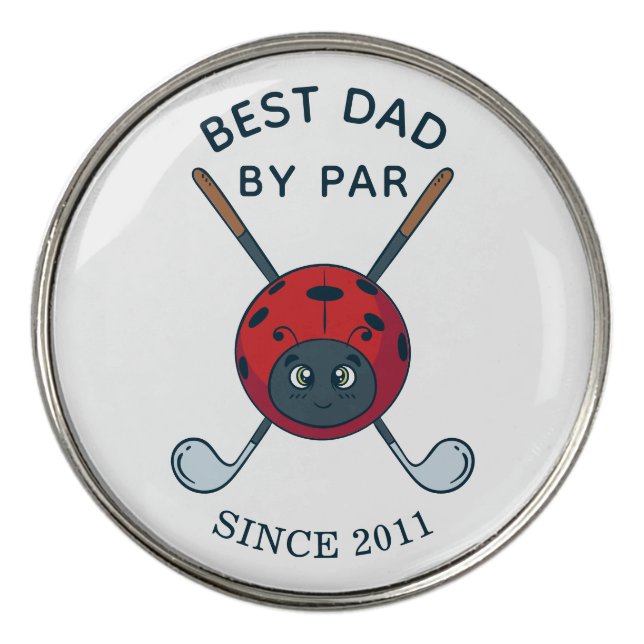 Golfing Bug Best Dad By Par Fathers Day Custom Golf Ball Marker (Front)