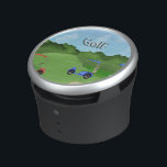Golfing Bumpster Speakers<br><div class="desc">Bump up the volume of your favorite jams with this Golfing Bumpster, portable Bluetooth and NFC speaker by OrigAudio. Golfing Bumpster Speakers features a golf course background with a sand trap and golf flag, a red golf cart, a blue golf cart both with golf bags. Stylized text is Golf. Perfect...</div>