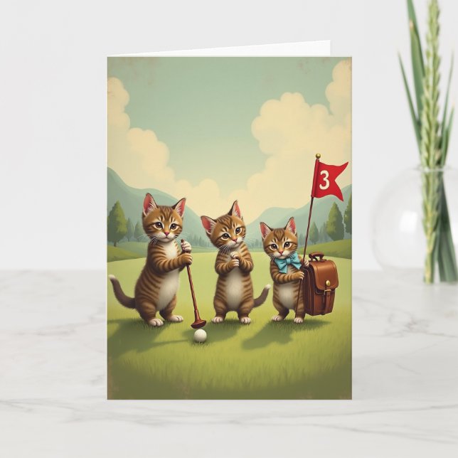 Golfing Cats Fathers Day Card (Front)