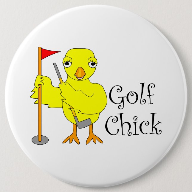 Golfing Chick Text Button (Front)
