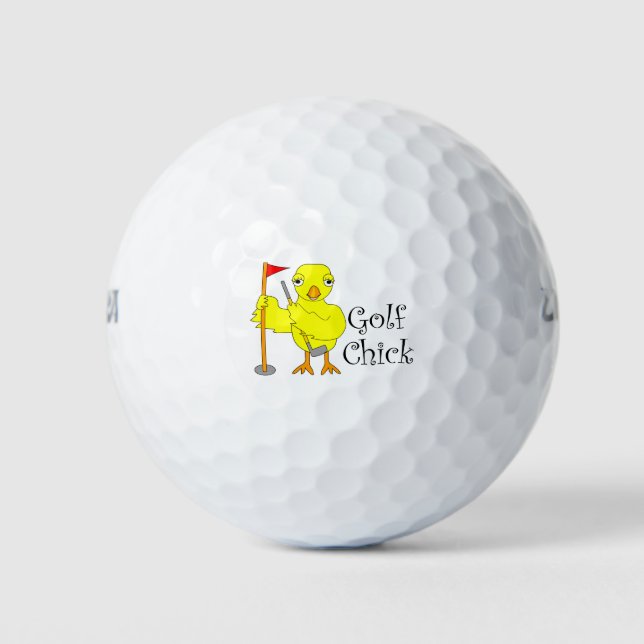 Golfing Chick Text Golf Balls (Front)