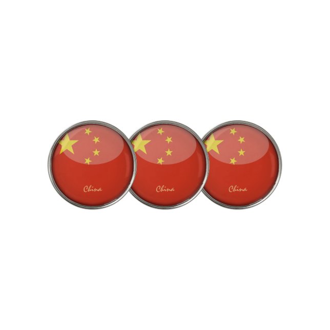 Golfing China & Chinese Flag /Golf Ball Marker (3 Up)