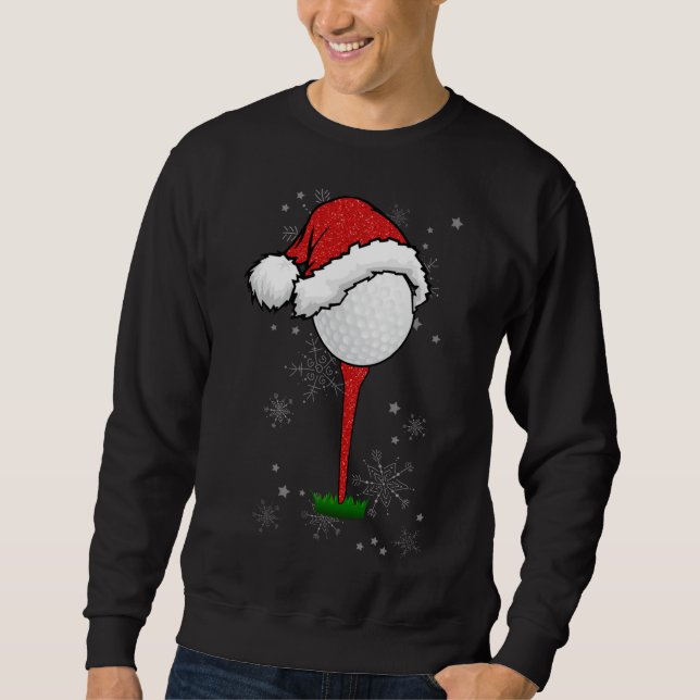 Golfing Christmas Holiday Golf Ball Hat Santa Merr Sweatshirt (Front)