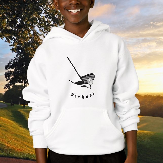 Golfing Club & Ball Elegant Sports Theme Name Cool Hoodie (Creator Uploaded)